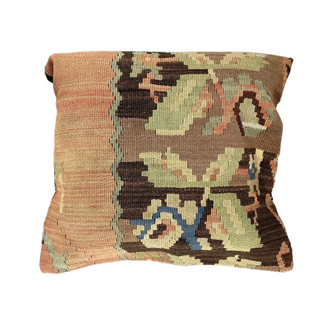 This exquisite custom-made Turkish Tribal Kilim Rug Pillow cover features a vibrant pastel color palette and intricate...