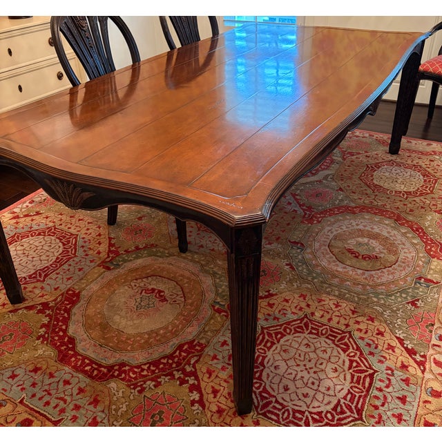 Farmhouse Attributed to Jonathan Charles Rub-Through Dining Table (Black) Country Farmhouse Collection For Sale - Image 3 of 11
