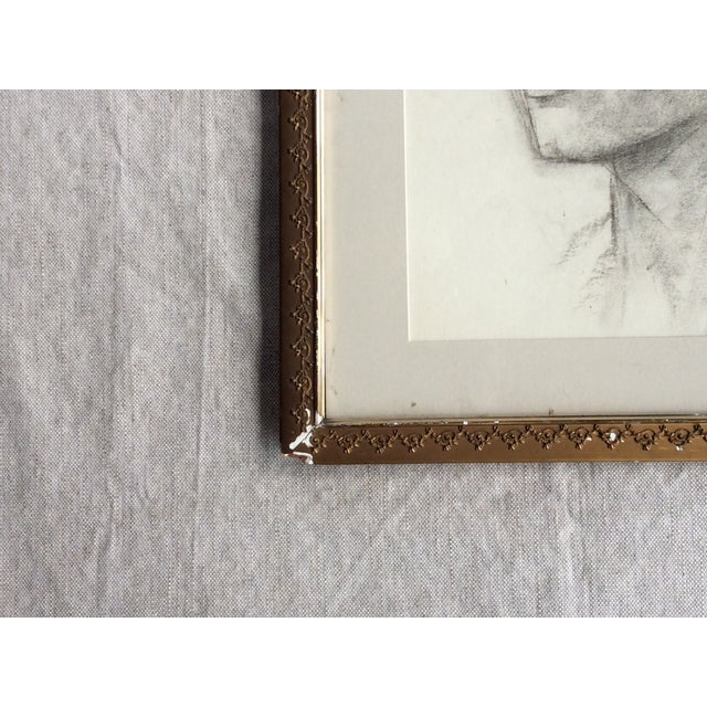 1920s Vintage Framed French Art Deco Female Portrait Sketch Chairish