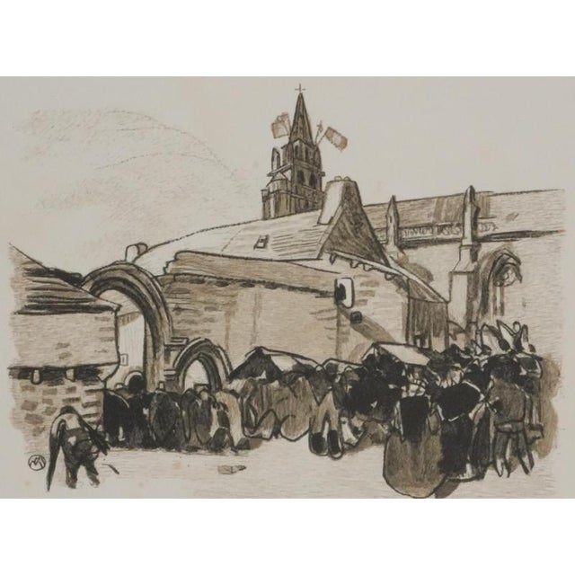 Mathurin Meheut, The Entrance to the Church, 1937, Engraving For Sale - Image 8 of 8