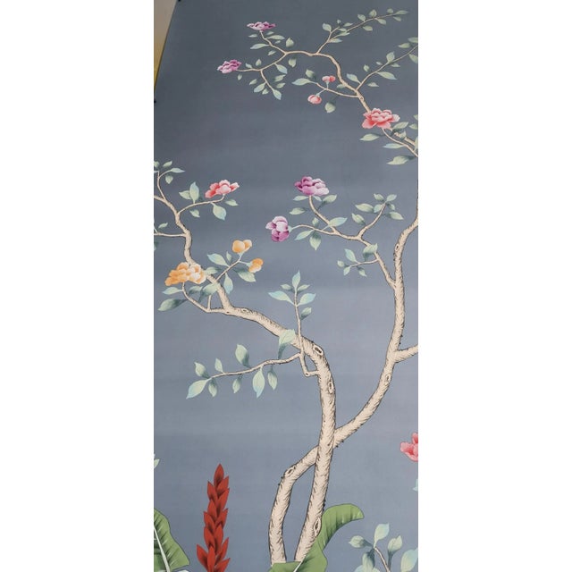 Birds Awakening Garden on Blue Wallpaper Mural - Set of 7 For Sale - Image 6 of 11