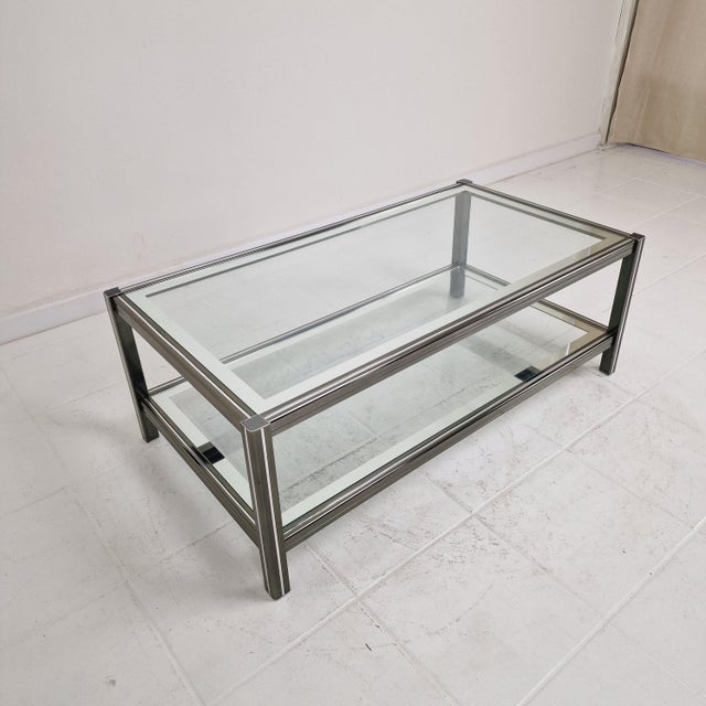 Vintage Glass & Metal Coffee Table, 1990s For Sale - Image 6 of 10