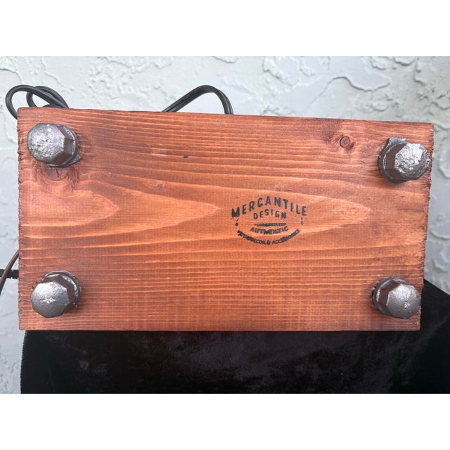 Mercantile Design Industrial Pipe Table Lamp With Dual Edison Sockets on Solid Wood Base For Sale - Image 11 of 11