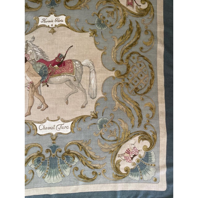 HERMÈS Cashmere Scarf “CHEVAL TURC” 1970 For Sale In New York - Image 6 of 9