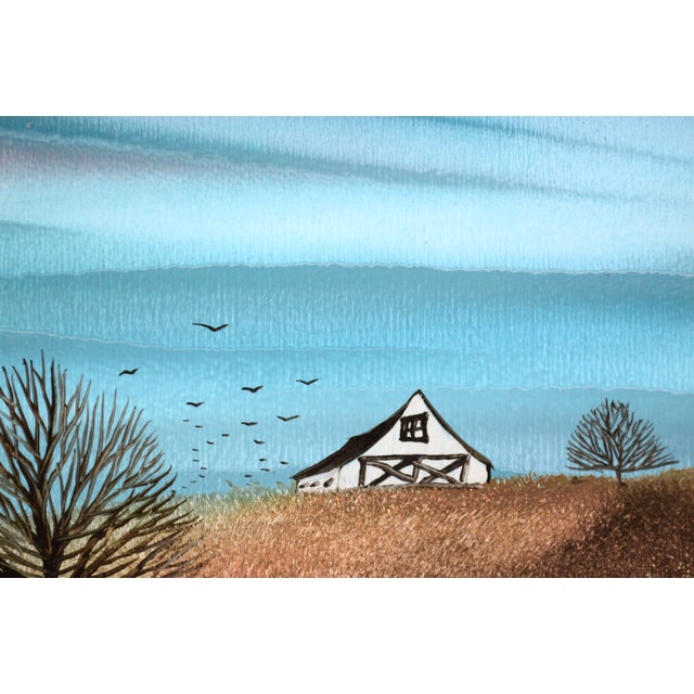 Barn in Autumn - Small Country Landscape With Tree by M. Lemieux For Sale - Image 4 of 8