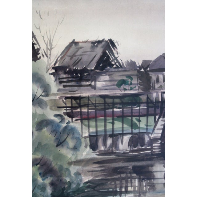 Paper Janis Brekte, The Dam, 1959, Watercolor on Cardboard For Sale - Image 7 of 9