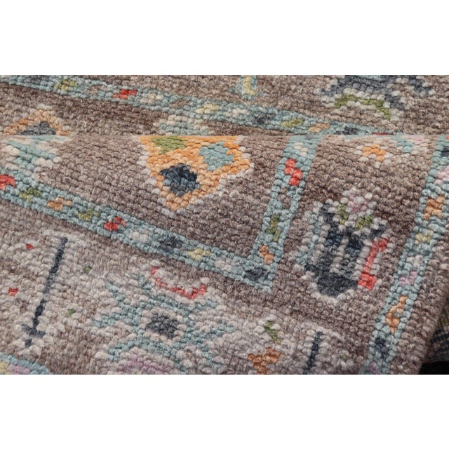 Auburn Small Turkish Oushak Rug With Soft Purple, Rose, Seafoam and Muted Pastel Accent For Sale - Image 8 of 11