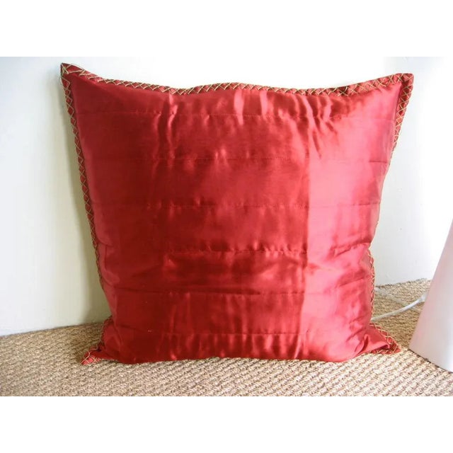 Anichini Silk Red and Turquoise Throw Pillows With Down Pillows Chairish