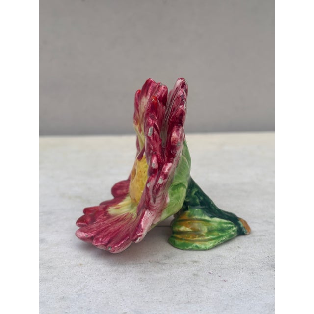 French Majolica Red Daisy Card Holder Delphin Massier, Circa 1890.