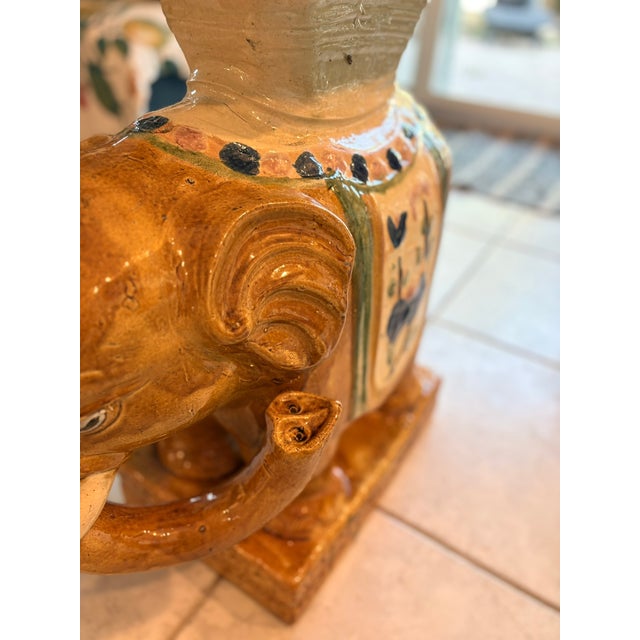 Brown Extra Large Vintage Chinese Elephant Garden Stool or Accent Table For Sale - Image 8 of 15
