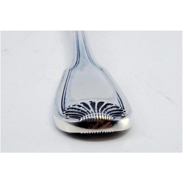 Metal Silver Sauce Spoon with Reliefs and Grooves on the Handle For Sale - Image 7 of 9