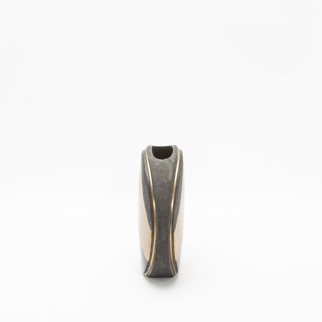 R & Y Augousti Modern Vase in Shagreen With Shell and Brass Details by R&y Augousti For Sale - Image 4 of 7