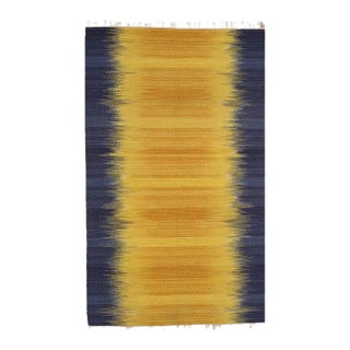 8x10 Yellow Flat Weave Wool Ombre Horizon Geometric Modern Carpet Rug For Sale