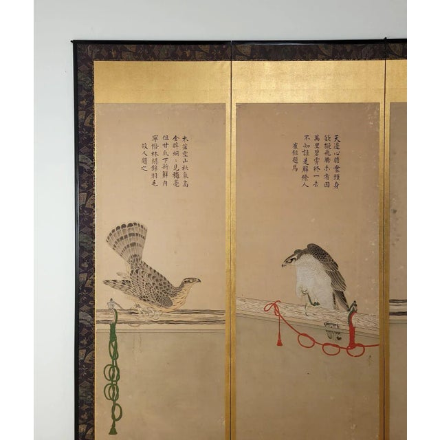 Japanese Falconry Screen, Japan Circa 1840 For Sale - Image 3 of 12