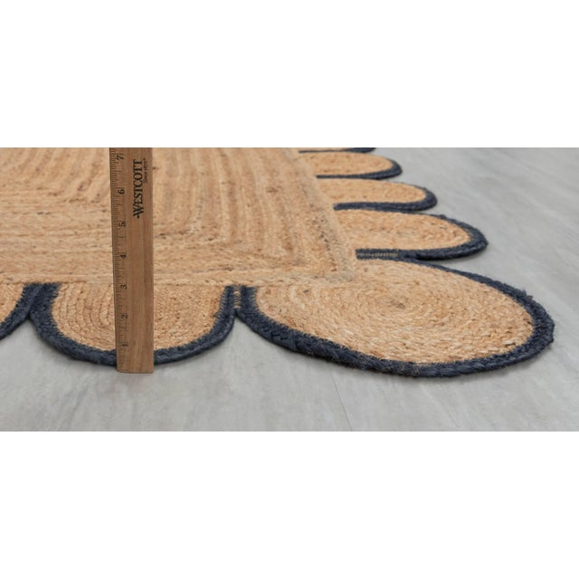 Navy Blue Navy Blue Scallop Edge Jute Rug 3x5 Ft. For Sale - Image 8 of 13