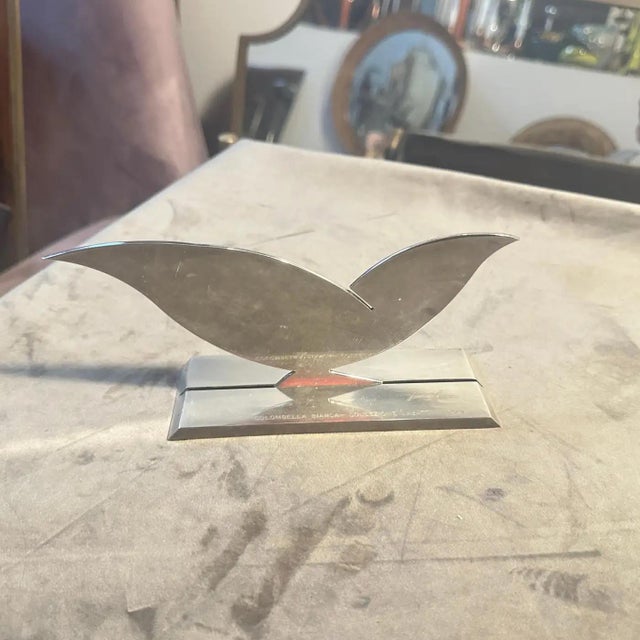 Metal 1990s Minimalist Silver Plated Sculpture La Colombella Bianca by Lino Sabattini For Sale - Image 7 of 12