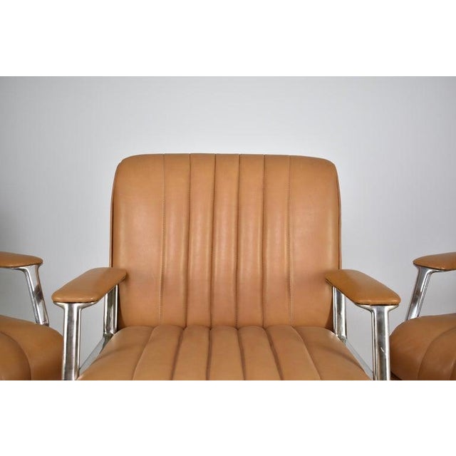 Osvaldo Borsani Italian Leather Office Chairs by Osvaldo Borsani for Tecno Milano, 1960s For Sale - Image 4 of 12