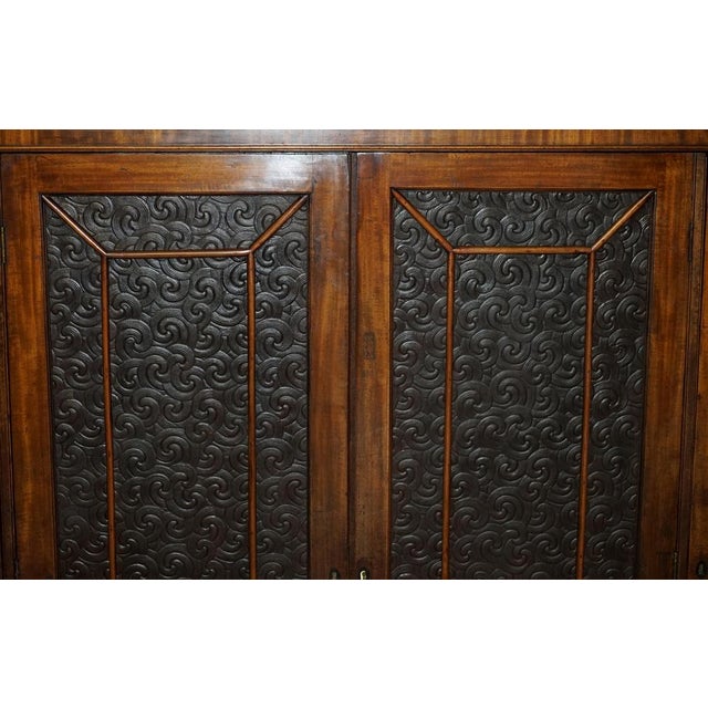 Victorian Hardwood & Embossed Leather Library Bookcase For Sale - Image 6 of 18