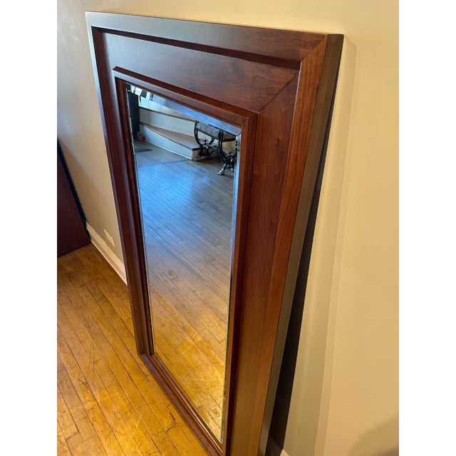 Mid 20th Century Large Mid 20th Century Walnut Beveled Mirror For Sale - Image 5 of 7