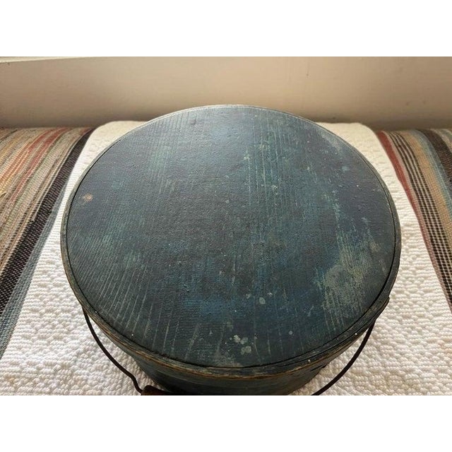 19Thc Original Blue Painted Bail Handled Pantry Box For Sale - Image 4 of 7