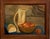 Mid-Century Still Life Oil Painting by v. Sloan – Bread, Peaches & Pitcher For Sale