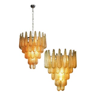Italian Amber Crystal Chandeliers in Murano, Set of 2 For Sale