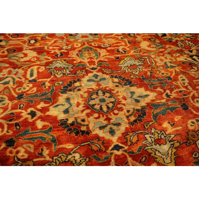 1890s Traditional Red Bold Tribal Geometric Antique Persian Sultanabad Wool Rug For Sale - Image 4 of 10