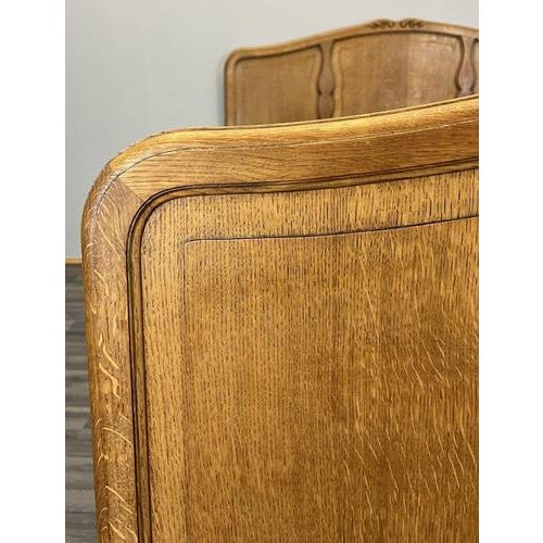 Vintage French Louis XVI King Size Bed Frame in Oak with Carved Headboard For Sale - Image 6 of 14