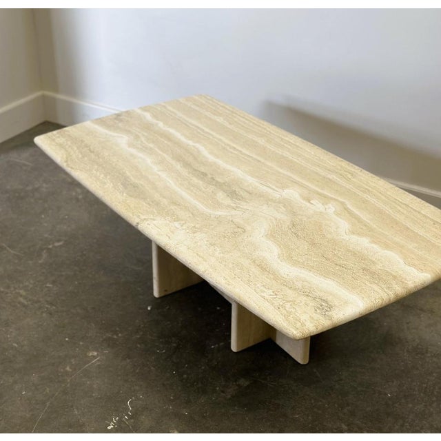 Vintage Travertine & Marble Coffee Table, France, 1980s For Sale - Image 13 of 14