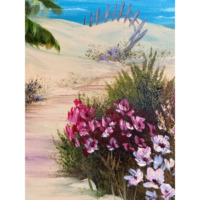 Vintage Signed M. Bryson Tropical Beach Palm Tree Landscape Painting, Framed For Sale - Image 15 of 17