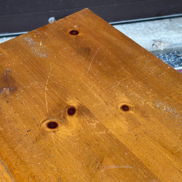 Vintage Henredon Hand Carved Distressed Pine Low Cabinet on Bun Feet For Sale - Image 9 of 12