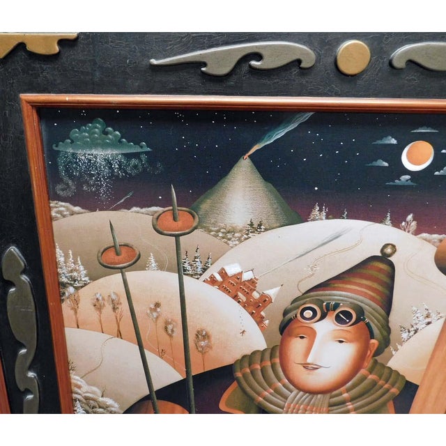 Textile Anton Arkhipov "Enchanted Journey Ii" Hand Signed Artist's Custom Framed Art For Sale - Image 7 of 9