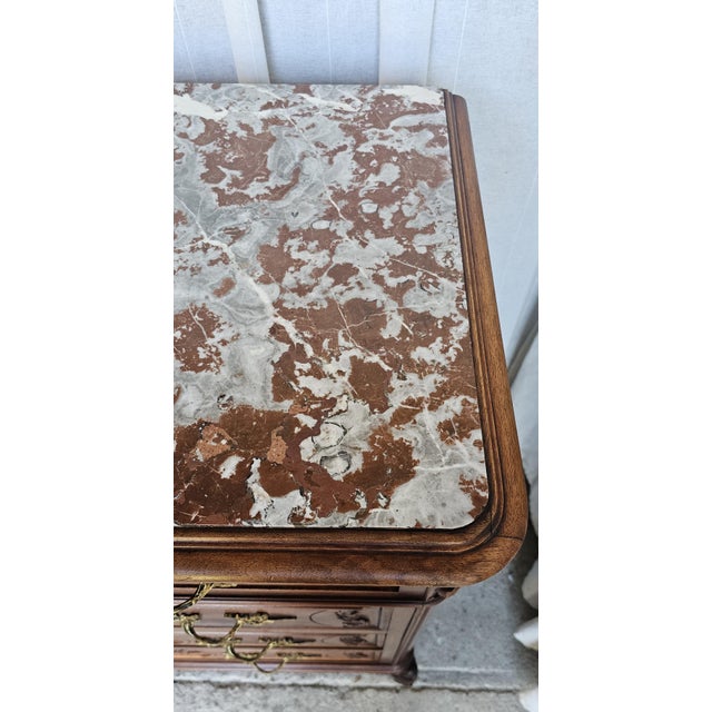 Late 19th Century Walnut Commode Chest, French Louis XV Style. Marble-Top For Sale - Image 11 of 18