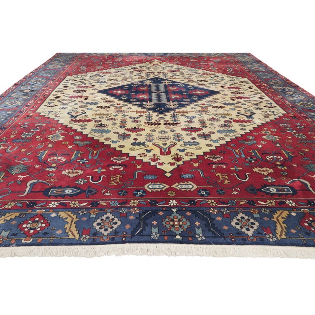 Tribal Vintage Turkish Heriz Rug, 09'00 X 11'11 For Sale - Image 3 of 10