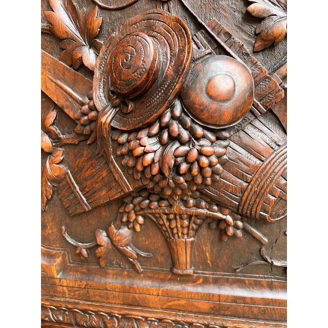 Brown Antique French Wine Cabinet Sideboard Renaissance Revival Carved Oak C1890 For Sale - Image 8 of 18