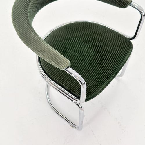 Green Mid-Century Modern Green Velvet Dining Table Armchairs by Giotto Stoppino, Italy, 1970s For Sale - Image 8 of 18