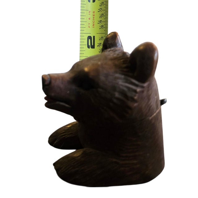 Antique Black Forest Bear Inkwell Hand Carved Wooden Carving Sculpture 2 Inch For Sale In Wichita - Image 6 of 18