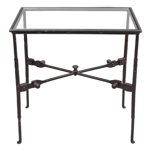 Late 20th Century Industrial Modern Giacometti Style Wrought Iron Side Table by Pottery Barn For Sale