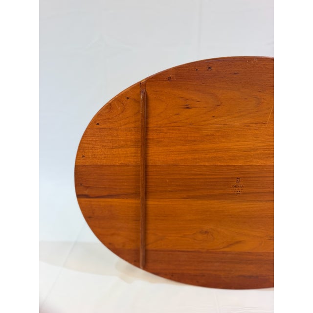 Brown Vintage Dansk Danish Modern Large Oval Teak Serving Tray With Integrated Handles For Sale - Image 8 of 11