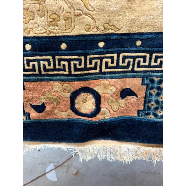 Textile 12 X 9 Antique Chinese Art Deco Chinoiserie Peking Rug Geometric Medallion For Sale - Image 7 of 15