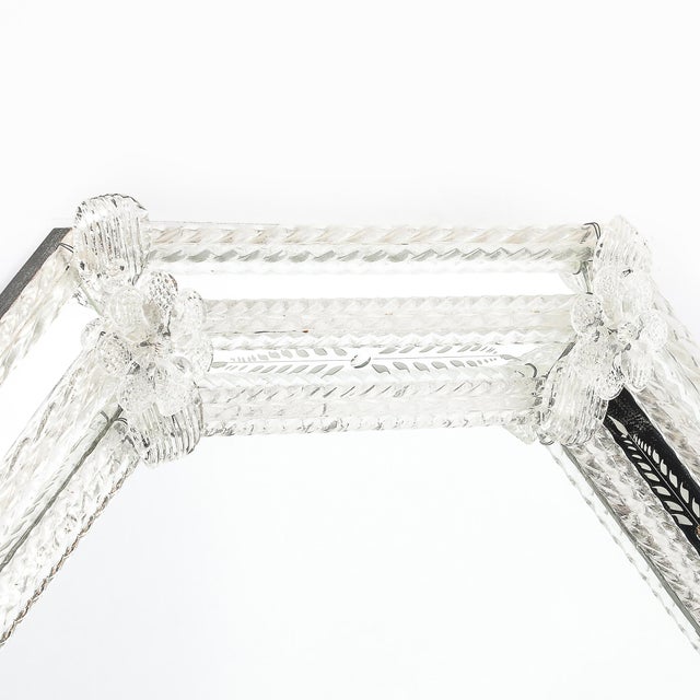 Mid-Century Modern Mid-Century Venetian Braided Glass Rods & Reversed Etched Octagonal Mirror For Sale - Image 3 of 12