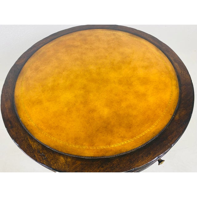 Lillian August Embossed Leather Topped Side Table. For Sale In Philadelphia - Image 6 of 11