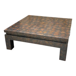 1980s Maitland Smith Coffee Table With Copper Patchwork by Maitland Smith For Sale