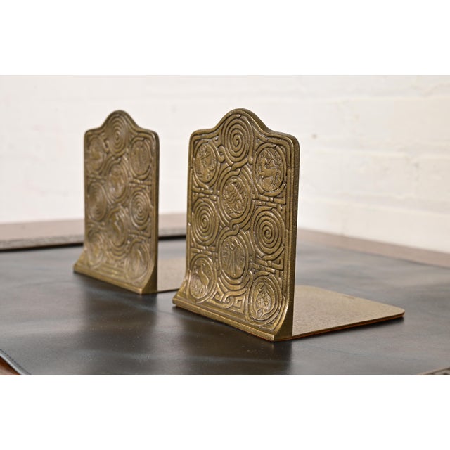 Tiffany Studios New York Bronze Doré Zodiac Bookends, Circa 1910 For Sale - Image 12 of 12