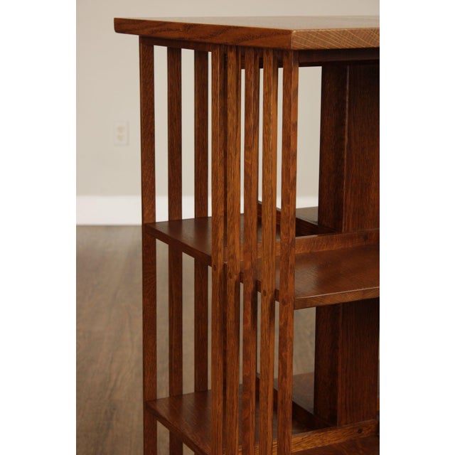 Wood Stickley Mission Collection Oak Revolving Bookcase For Sale - Image 7 of 12