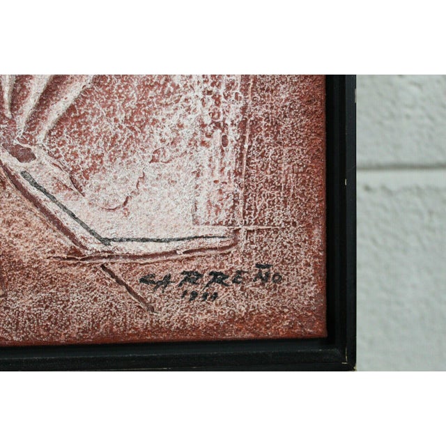 Abstract 1970s "Earth 1" Brutalist Style Abstract Mixed-Media Painting, Framed For Sale - Image 3 of 6