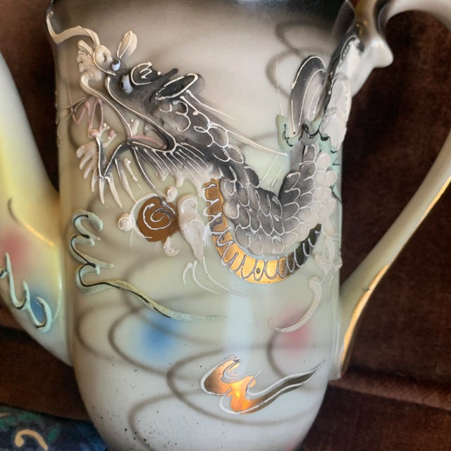 Antique Japanese Moriage Dragonware Hand-Painted Tea Pot by Fairytale China For Sale - Image 12 of 12