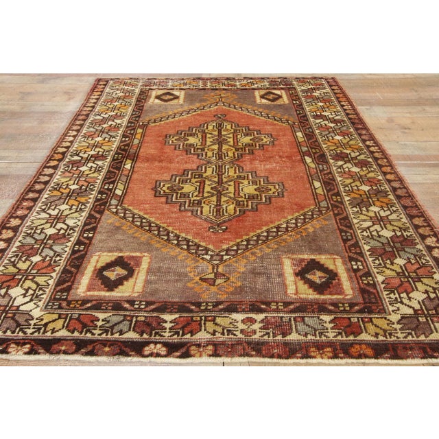 Mid 20th Century Vintage Turkish Oushak Rug, 03'07 X 05'11 For Sale - Image 9 of 11