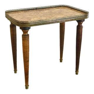 20th Century Petite Louis XVI Marble Top Table With Gallery For Sale