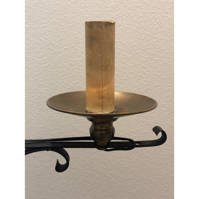 Early 20th Century Antique Early 20th Century American Wrought Iron Bridge Arm Floor Lamp For Sale - Image 5 of 18